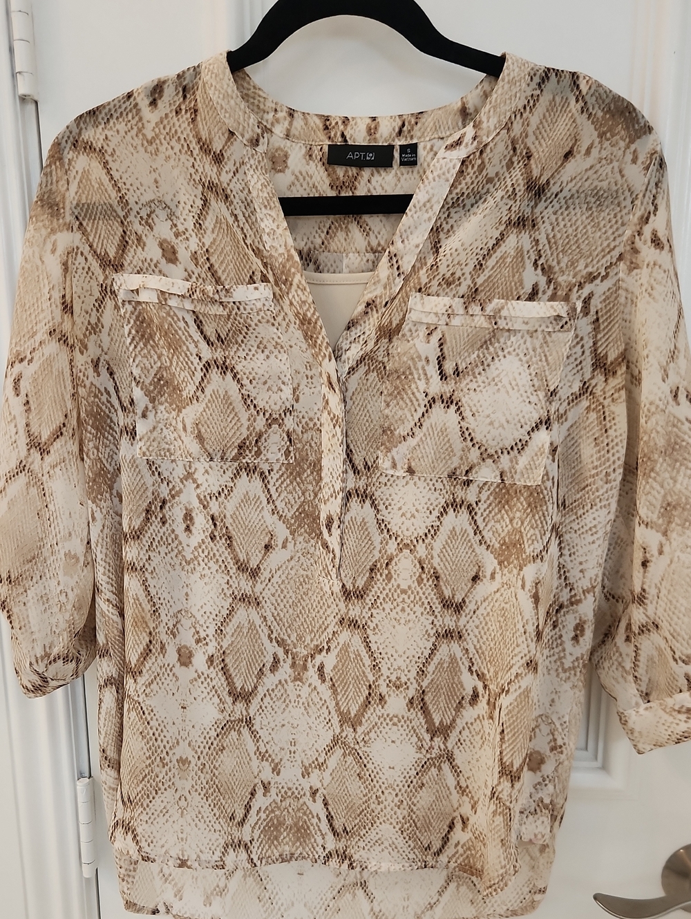 Apt. 9 Neutral Snake-Print V-Neck Blouse